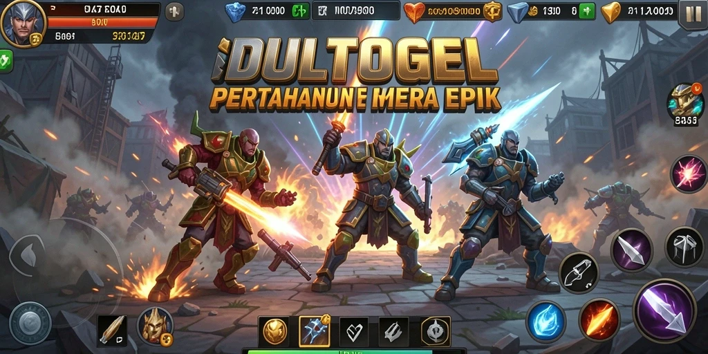 Tampilan gameplay DULTOGEL dengan pertahanan menara yang strategis.