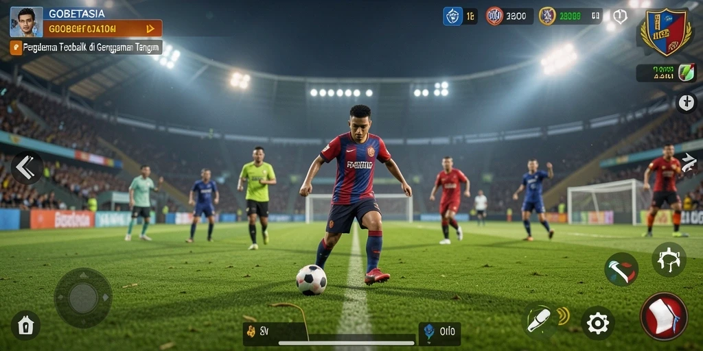 Menggambarkan aksi seru dalam pertandingan sepak bola GOBETASIA.