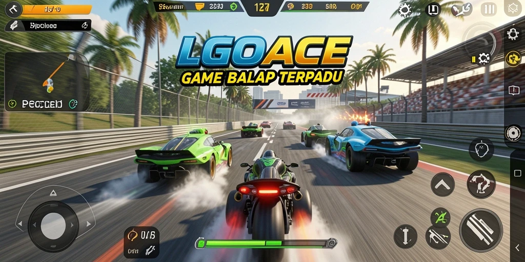 Tampilan gameplay balap LGOACE yang sangat mendebarkan dan penuh aksi.