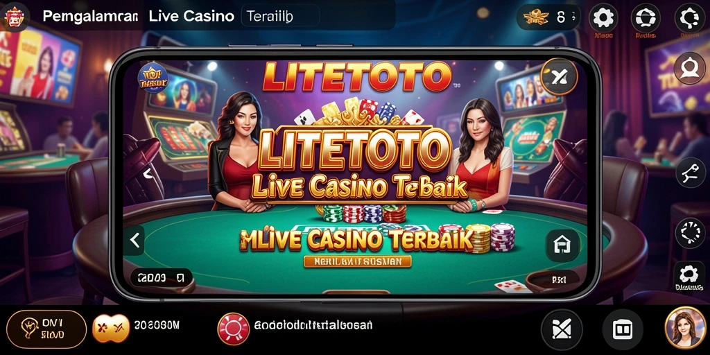 Screenshot LITETOTO menampilkan dealer langsung dan suasana kasino yang autentik.