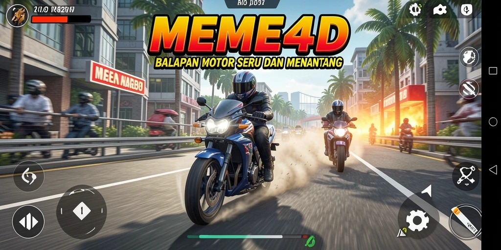 Gameplay seru dalam balapan motor yang mendebarkan.
