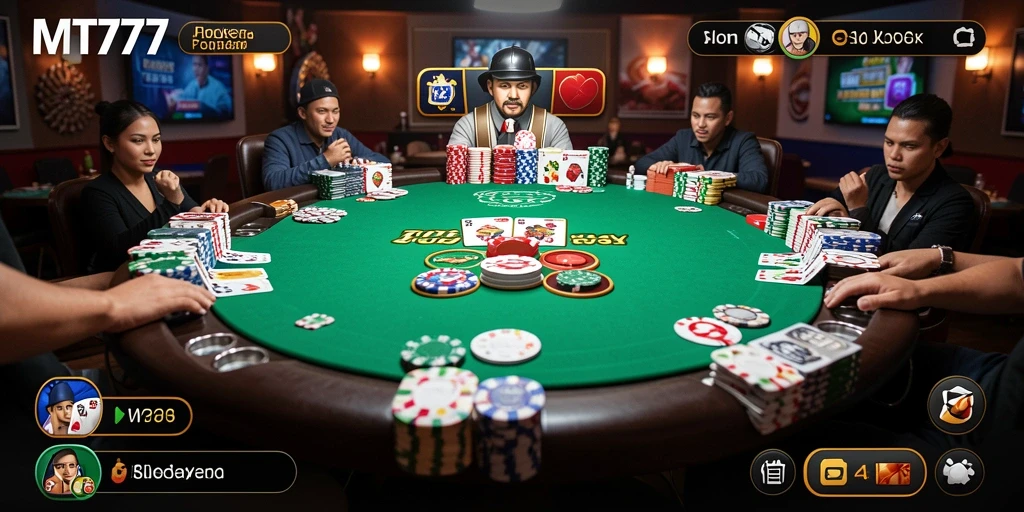 Tampilan gameplay Poker yang seru di MT777.