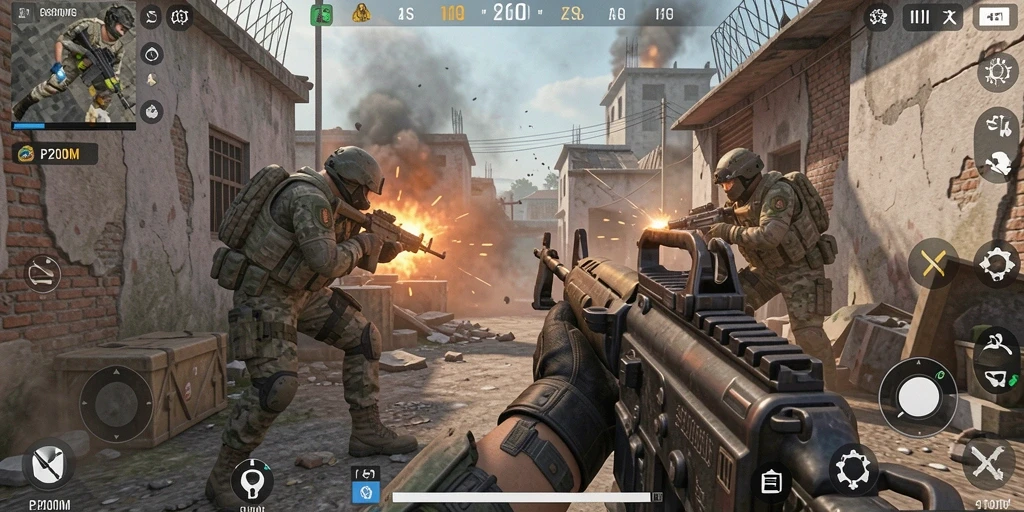 Tampak aksi menegangkan dalam gameplay P200M dengan grafis yang menakjubkan.
