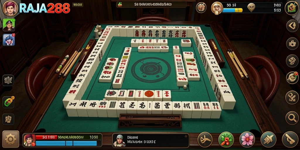 Tampilan gameplay seru dari RAJA288 dalam permainan Mahjong.