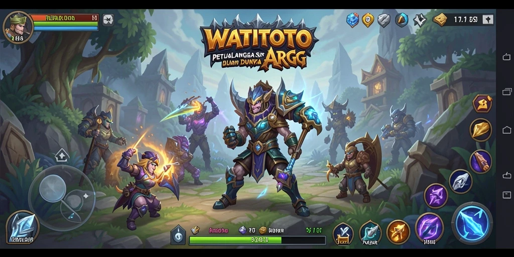 Tampilan gameplay WATITOTO dengan petualangan dan pertempuran seru.
